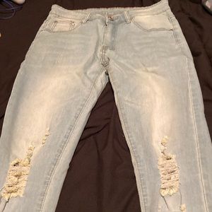 Blue Wash Ripped Jeans